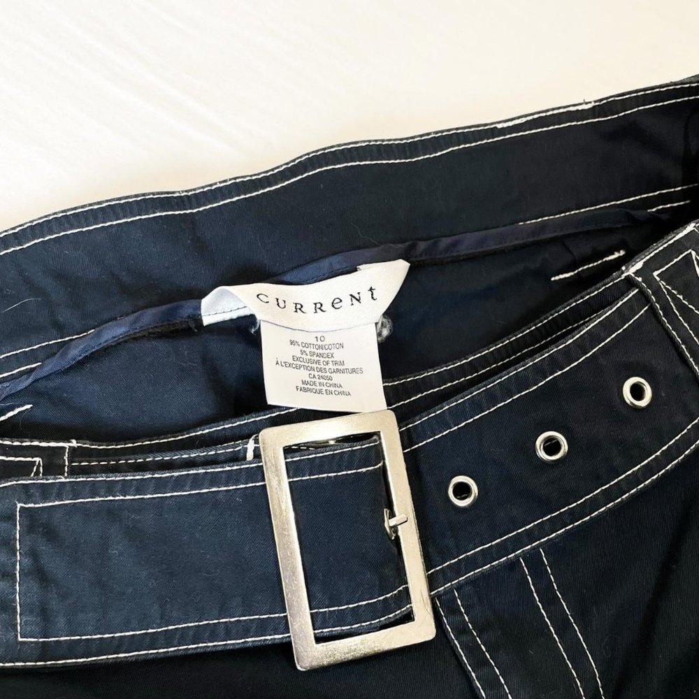90s/y2k Dark Navy Blue Flare Leg Cyber Rave Pants - Picture 4 of 4